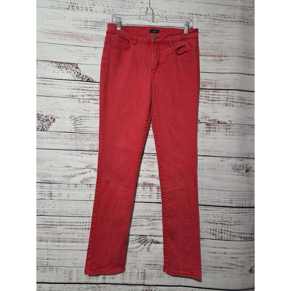 NYDJ Skinny Jeans Womens 8 Coral Red Stretch Five Pocket Slim Leg Pants